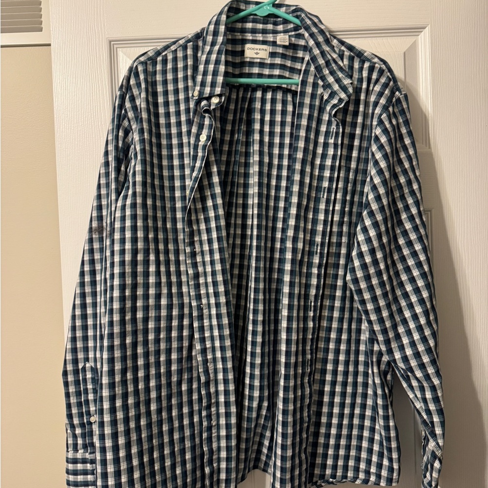 Dockers Blue and White Plaid Shirt